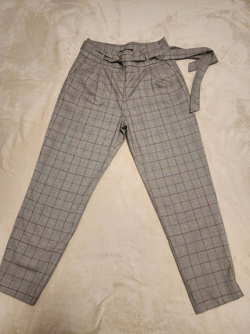 Dynamite Plaid Paperbag Waist Trousers Grey office wear Academia